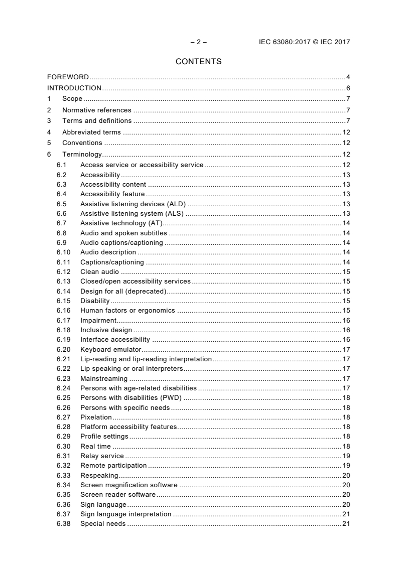 IEC 63080:2017 IEC 63080:2017 - Accessibility terms and definitions
Released:7/28/2017 - Page 4 preview
