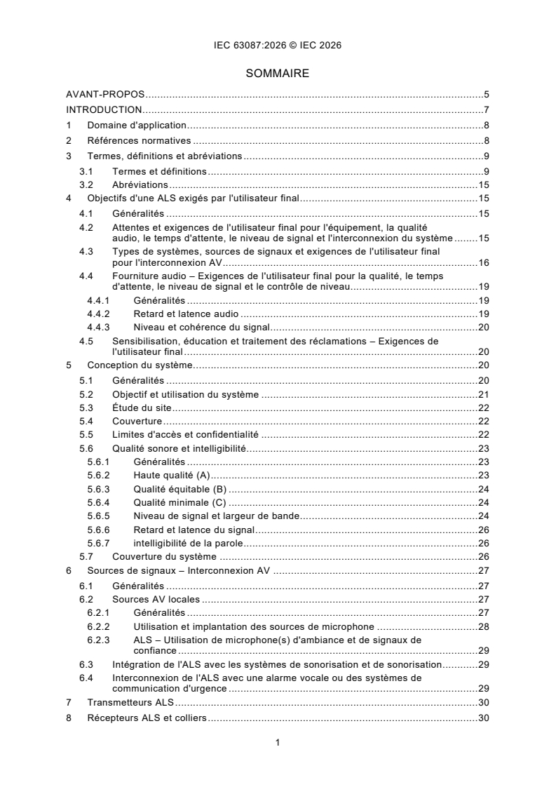 IEC 63087:2026 iec63087{ed1.0}fr - Dispositifs et systèmes d'aide à l'audition pour l'assistance à l'autonomie à domicile - Page 3 preview
