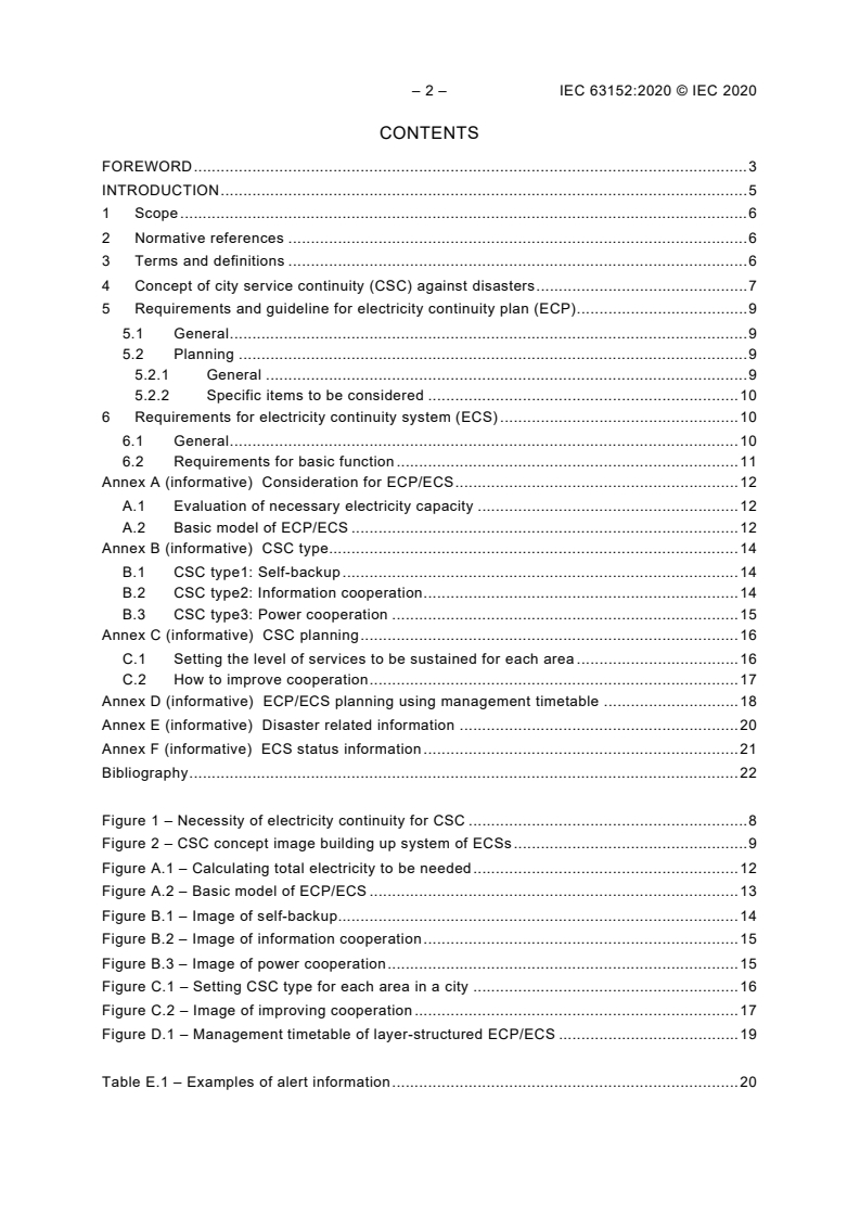 IEC 63152:2020 IEC 63152:2020 - Smart cities - City service continuity against disasters - The role of the electrical supply
Released:7/13/2020 - Page 4 preview