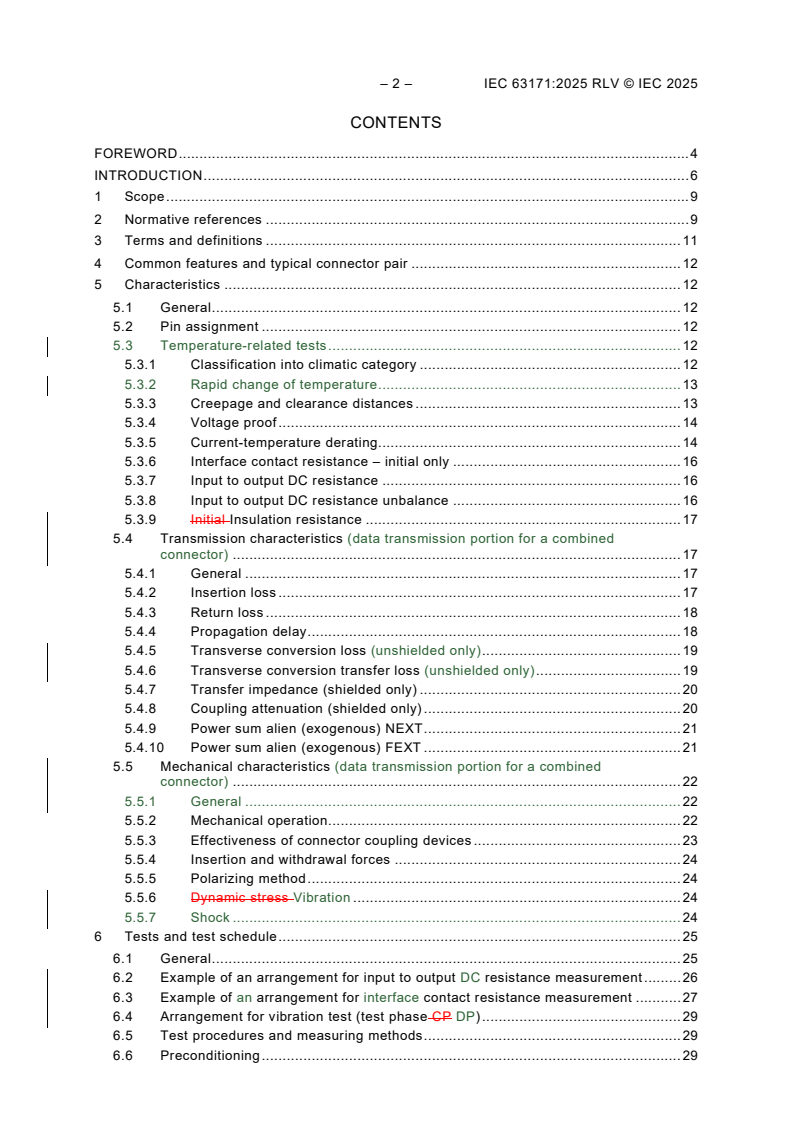 IEC 63171:2025 REDLINE IEC 63171:2025 RLV - Connectors for electrical and electronic equipment - Shielded or unshielded free and fixed connectors for balanced single-pair data transmission with current-carrying capacity - General requirements and tests/14/2025 - Page 4 preview