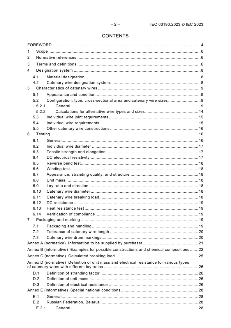 IEC 63190:2023 IEC 63190:2023 - Railway applications - Fixed installations - Electric traction - Copper and copper alloy catenary wires for overhead contact line systems
Released:8/30/2023 - Page 4 preview