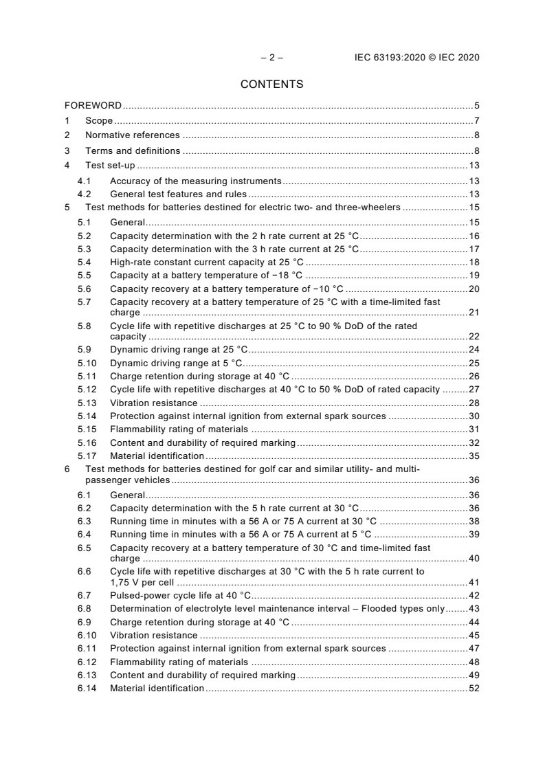 IEC 63193:2020 IEC 63193:2020 - Lead-acid batteries for propulsion power of lightweight vehicles - General requirements and methods of test
Released:11/18/2020 - Page 4 preview