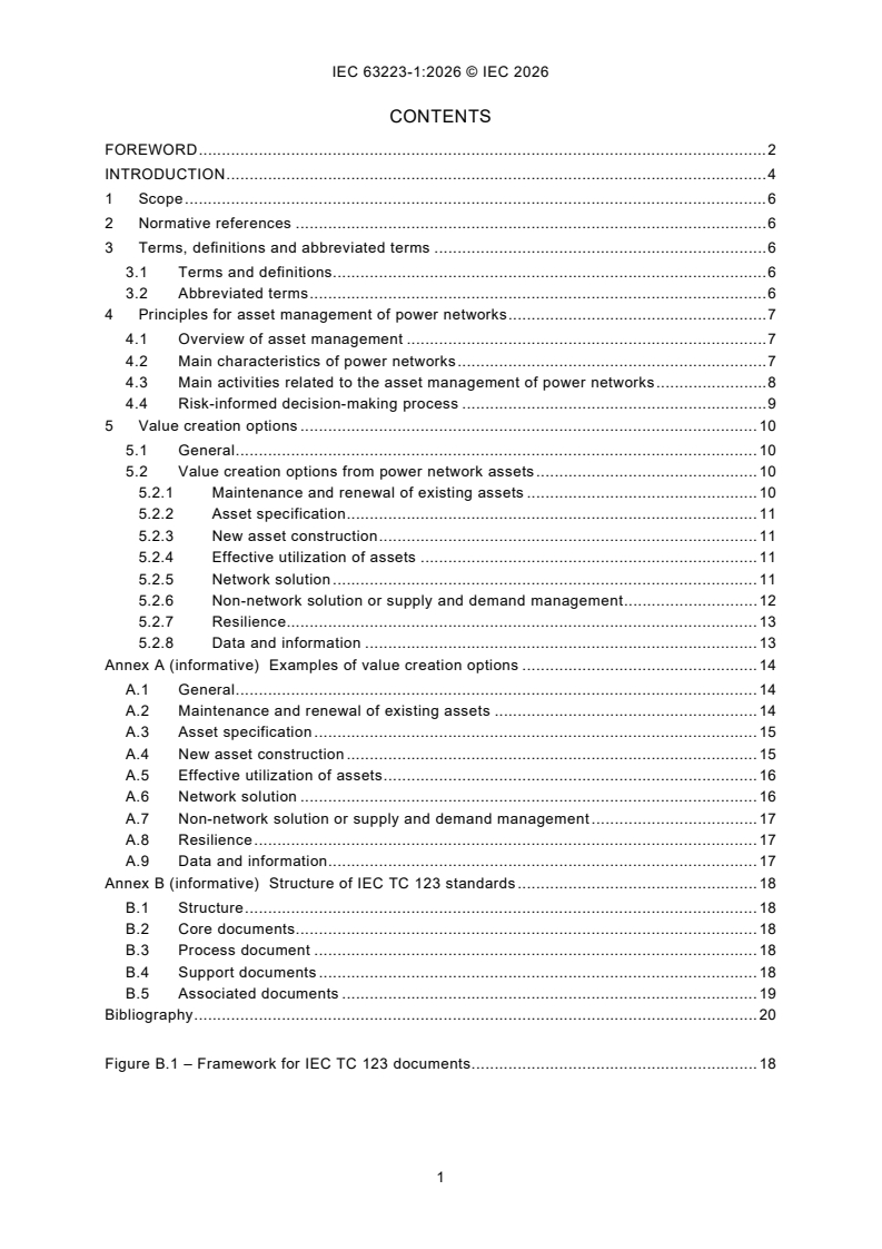 IEC 63223-1:2026 IEC 63223-1:2026 - Management of network assets in power systems - Part 1: Overview, principles and terminology - Page 3 preview