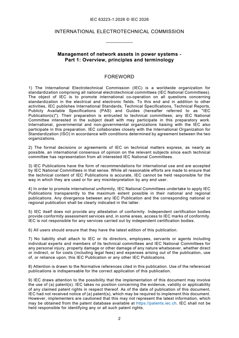 IEC 63223-1:2026 IEC 63223-1:2026 - Management of network assets in power systems - Part 1: Overview, principles and terminology - Page 4 preview
