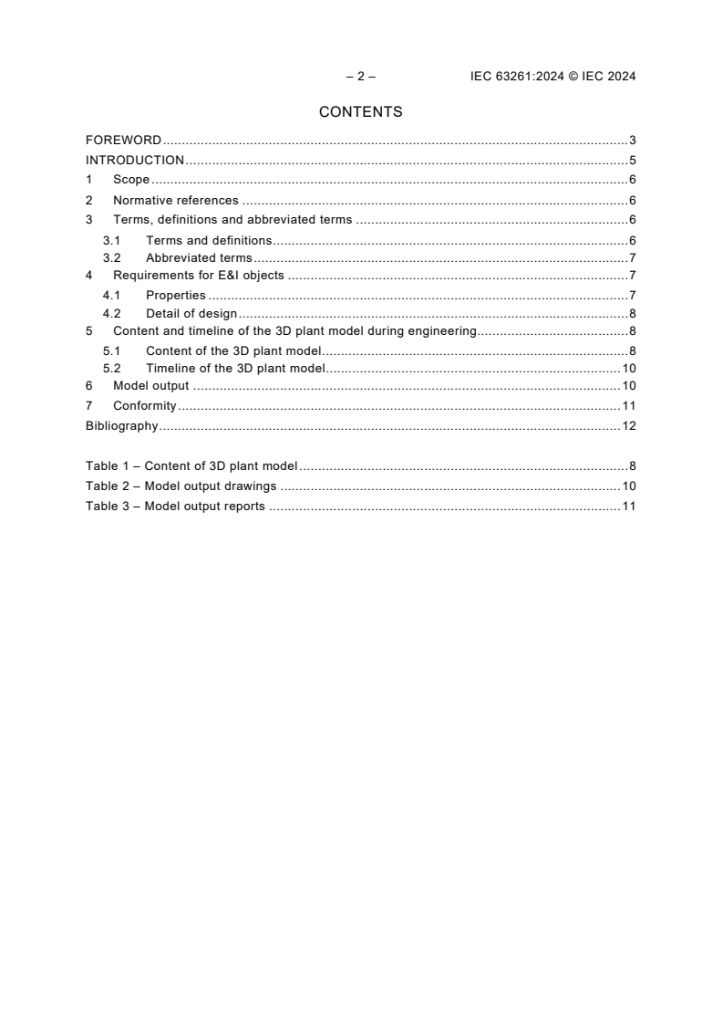 IEC 63261:2024 IEC 63261:2024 - Representation of electrical and instrument objects in digital 3D plant models during engineering
Released:11/13/2024 - Page 4 preview
