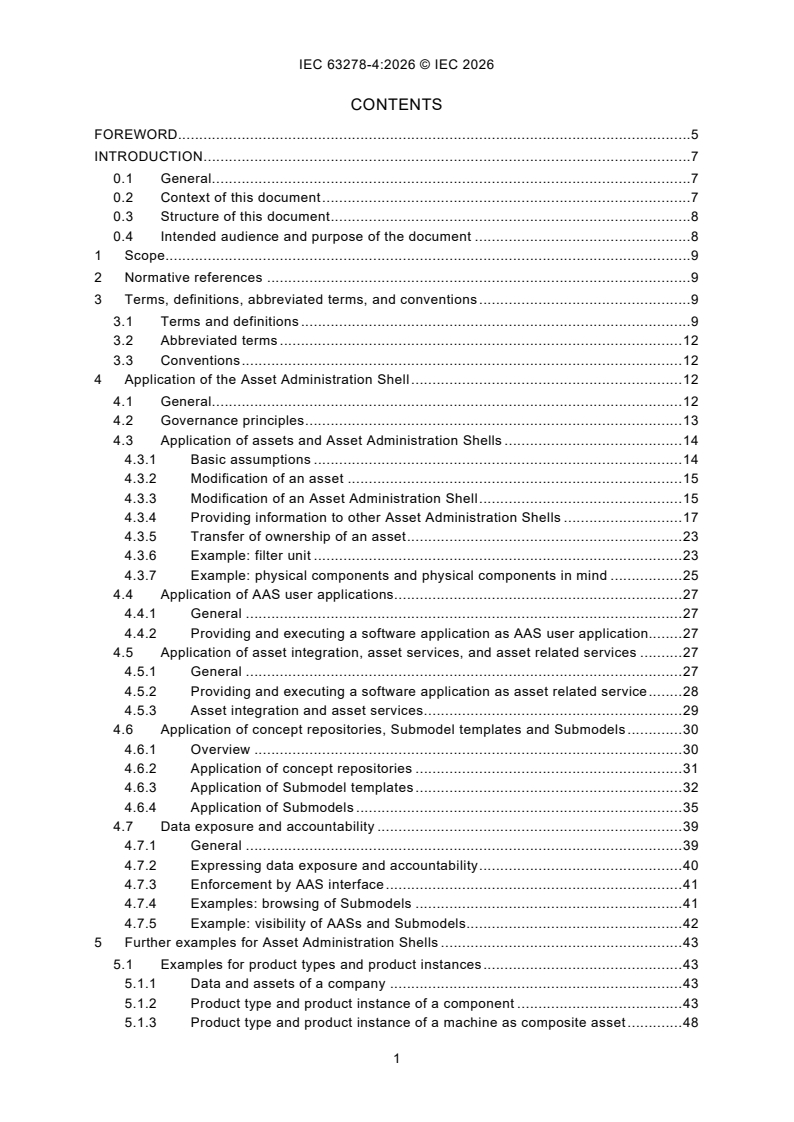 IEC 63278-4:2026 iec63278-4{ed1.0}en - Asset Administration Shell for industrial applications - Part 4:Applications of Asset Administration Shell - Page 3 preview