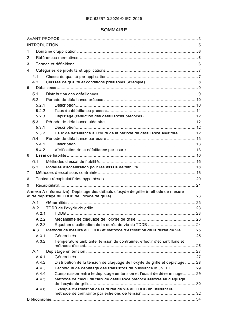 IEC 63287-3:2026 IEC 63287-3:2026 - Dispositifs à semiconducteurs - Lignes directrices génériques concernant la qualification des semiconducteurs - Partie 3: Lignes directrices pour les plans de qualification de la fiabilité des modules à semiconducteurs de puissance - Page 3 preview