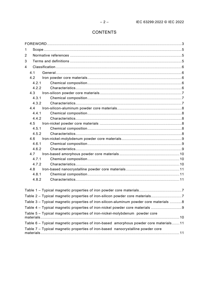 IEC 63299:2022 IEC 63299:2022 - Classification of magnetic powder cores
Released:9/15/2022 - Page 4 preview