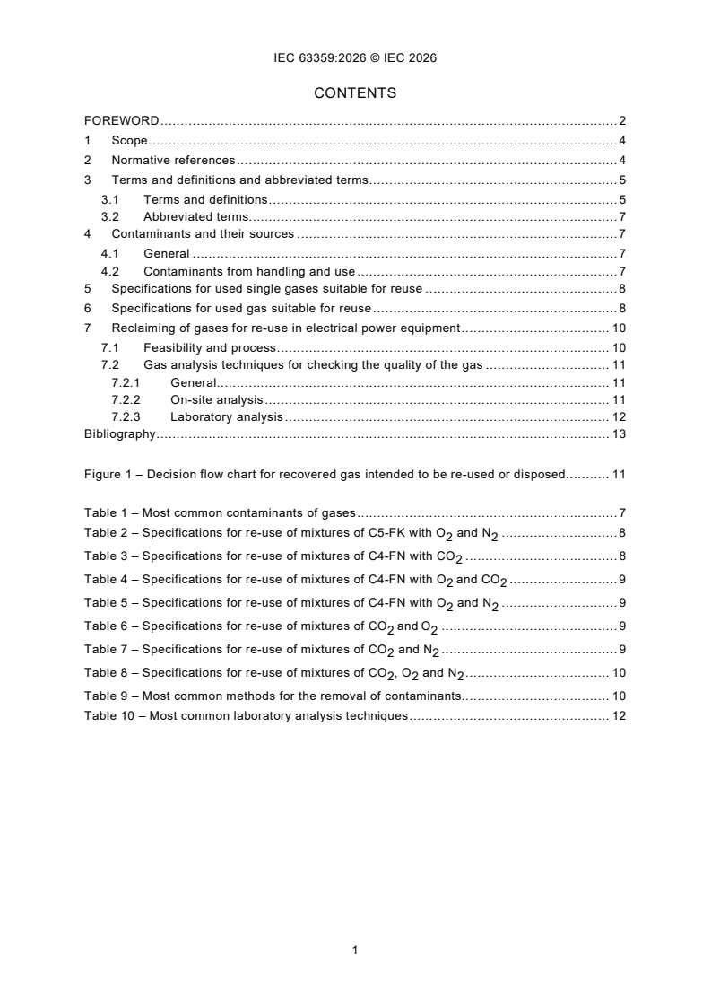 IEC 63359:2026 IEC 63359:2026 - Fluids for electrotechnical application: Specifications for the re-use of mixtures of gases alternative to SF<sub>6</sub>/9/2026 - Page 3 preview