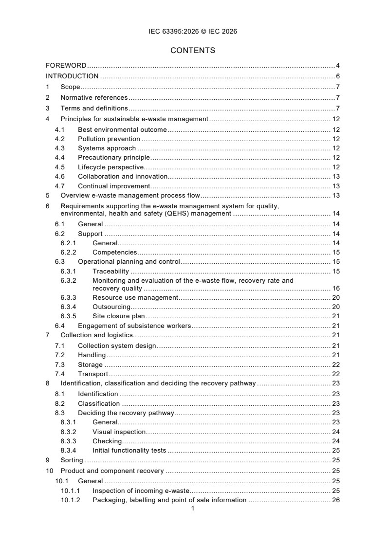 IEC 63395:2026 IEC 63395:2026 - Sustainable management of waste electrical and electronic equipment (e-waste) - Page 3 preview