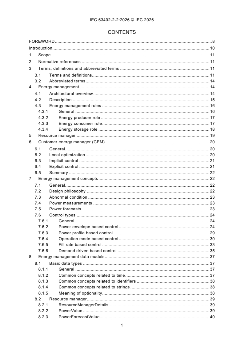 IEC 63402-2-2:2026 iec63402-2-2{ed1.0}en - Energy efficiency - Customer energy management system - Part 2-2: Data model and messaging - Interface between the customer energy manager and resource managers - Page 3 preview