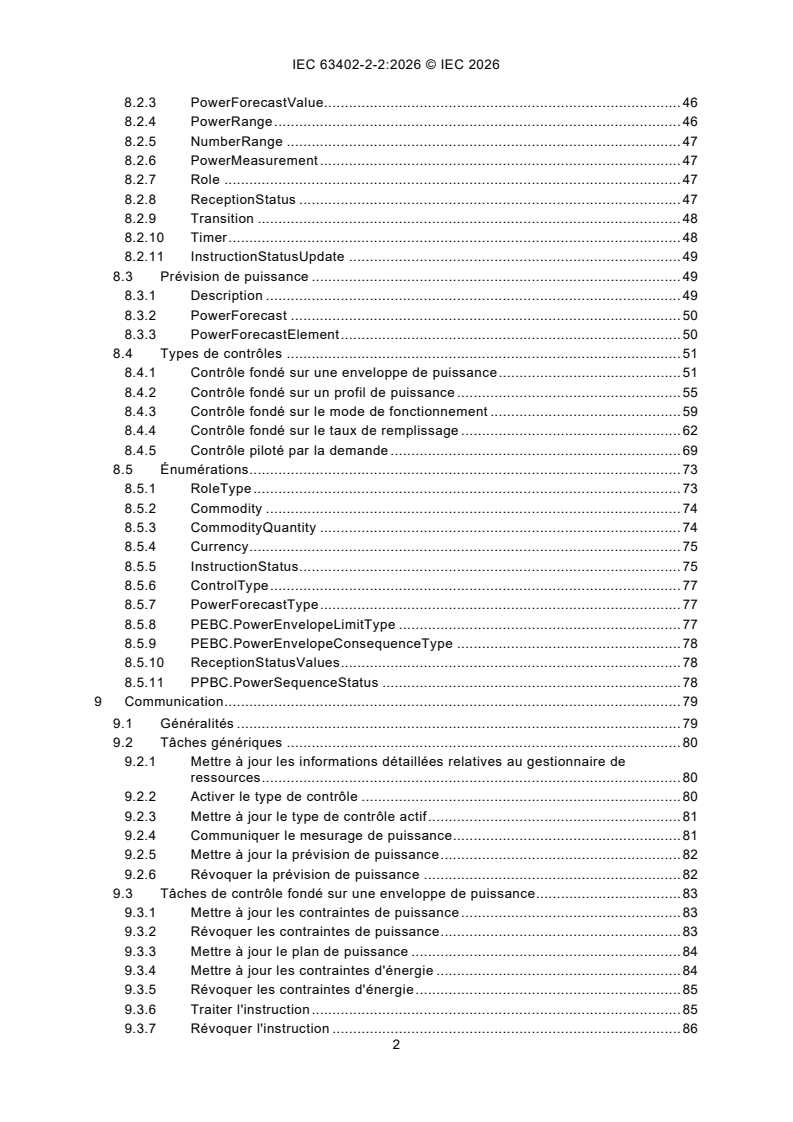 IEC 63402-2-2:2026 iec63402-2-2{ed1.0}fr - Systèmes pour l'efficacité énergétique - Systèmes de gestion d'énergie client - Part 2-2: Modèle de données et messagerie - Interface entre le gestionnaire d'énergie client et les gestionnaires de ressources pour foyers domestiques/bâtiments - Page 4 preview