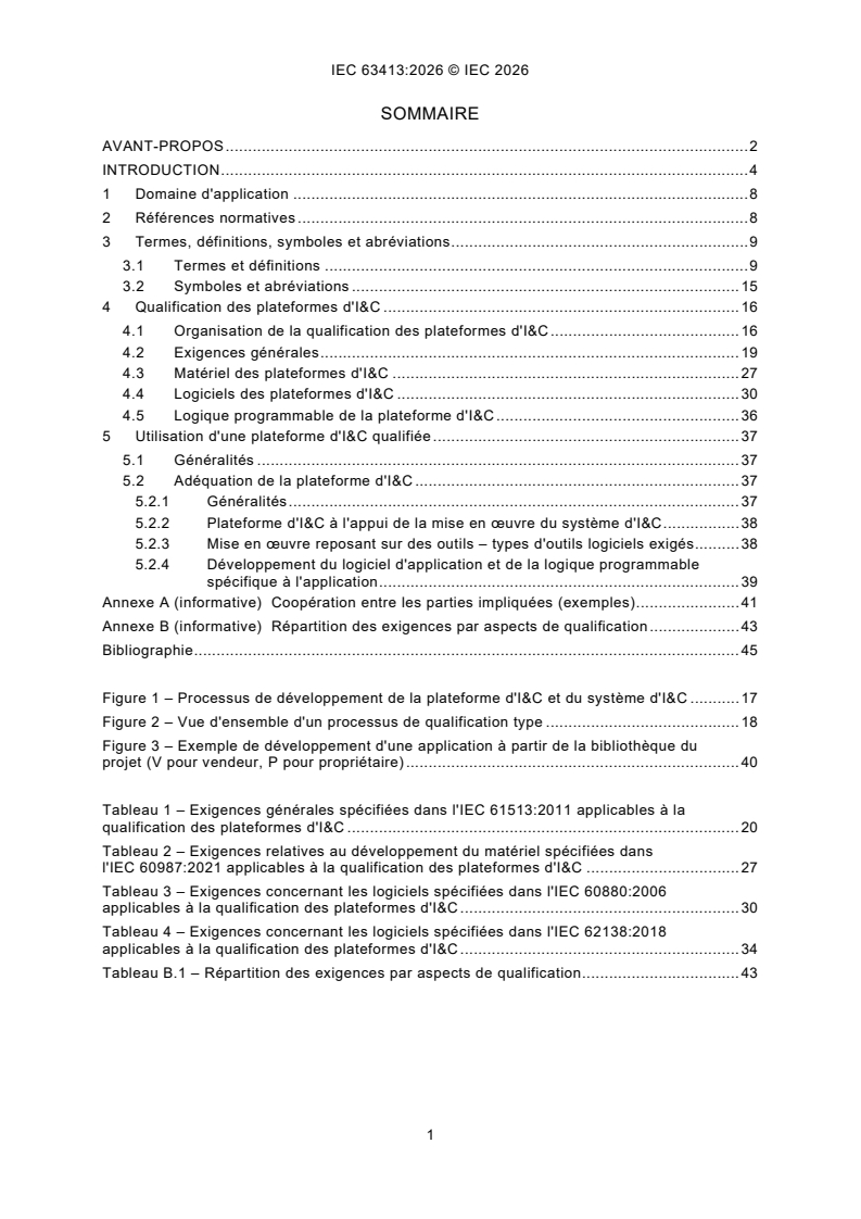 IEC 63413:2026 IEC 63413:2026 - Centrales nucléaires - Systèmes d'instrumentation et de contrôle-commande importants pour la sûreté - Qualification des plateformes - Page 3 preview