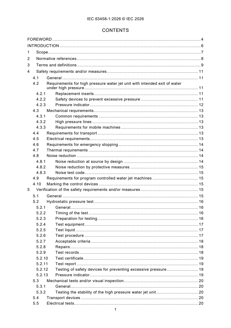 IEC 63458-1:2026 iec63458-1{ed1.0}en - High pressure water jet machines - Safety - Part 1: High pressure water jet units - Page 3 preview
