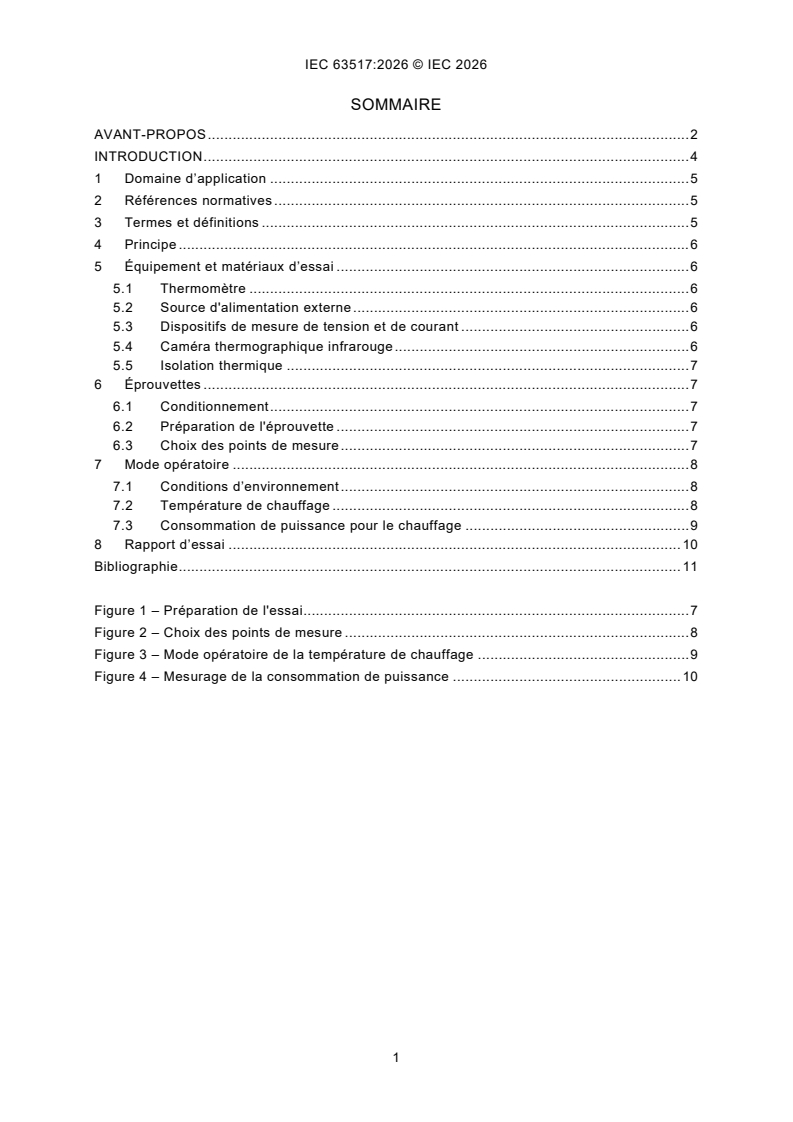IEC 63517:2026 IEC 63517:2026 - Textiles électroniques prêts-à-porter - Méthode d'essai de performance des produits chauffants - Température de chauffage et consommation de puissance - Page 3 preview