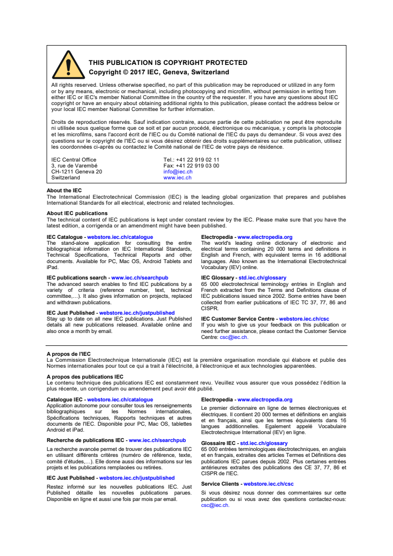 IEC 80601-2-59:2017 IEC 80601-2-59:2017 - Medical electrical equipment - Part 2-59: Particular requirements for the basic safety and essential performance of screening thermographs for human febrile temperature screening
Released:9/19/2017 - Page 2 preview