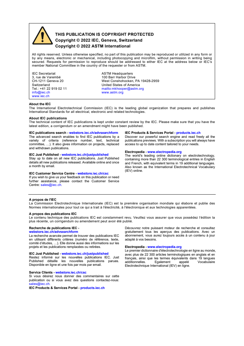 IEC/ASTM 62885-7:2020/AMD1:2022 IEC/ASTM 62885-7:2020/AMD1:2022 - Amendment 1 - Surface cleaning appliances - Part 7: Dry cleaning robots for household or similar use - Methods for measuring the performance
Released:6/23/2022 - Page 2 preview