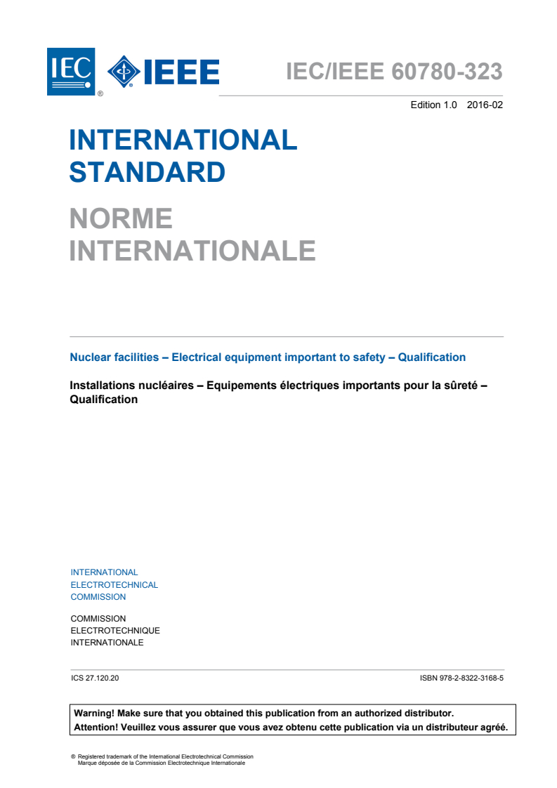 IEC/IEEE 60780-323:2016 IEC/IEEE 60780-323:2016 - Nuclear facilities - Electrical equipment important to safety - Qualification
Released:2/19/2016 - Page 3 preview