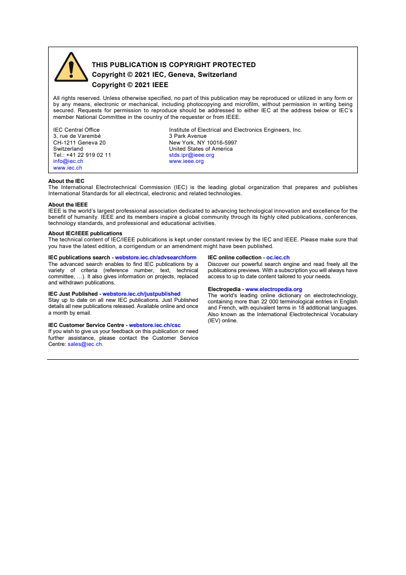 IEC/IEEE 61886-1:2021 IEC/IEEE 61886-1:2021 - Subsea equipment - Part 1: Power connectors, penetrators and jumper assemblies with rated voltage from 3 kV (U<sub>max</sub> = 3,6 kV) to 30 kV (U<sub>max</sub> = 36 kV)
Released:4/20/2021 - Page 2 preview