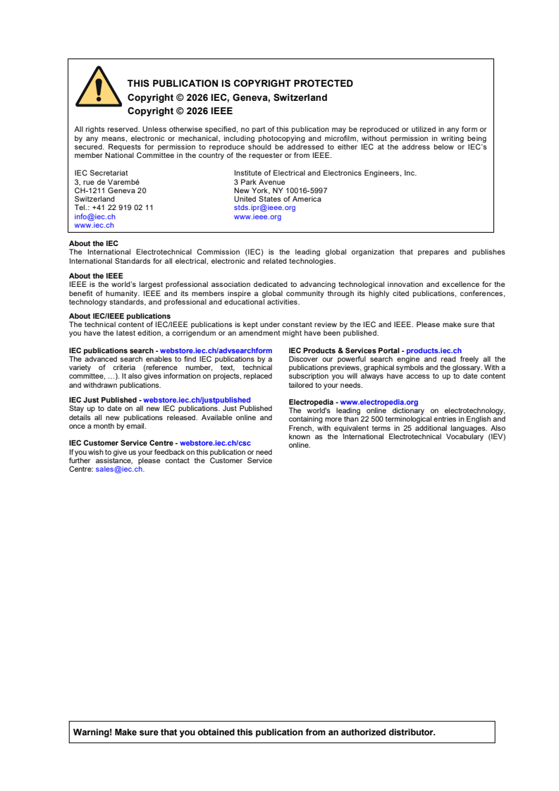 IEC/IEEE 62209-1528:2020/AMD1:2026 iecieee62209-1528-amd1{ed1.0}en - Amendment 1 - Measurement procedure for the assessment of specific absorption rate of human exposure to radio frequency fields from hand-held and body-mounted wireless communication devices - Part 1528: Human models, instrumentation and procedures (Frequency range of 4 MHz to 10 GHz) - Page 2 preview