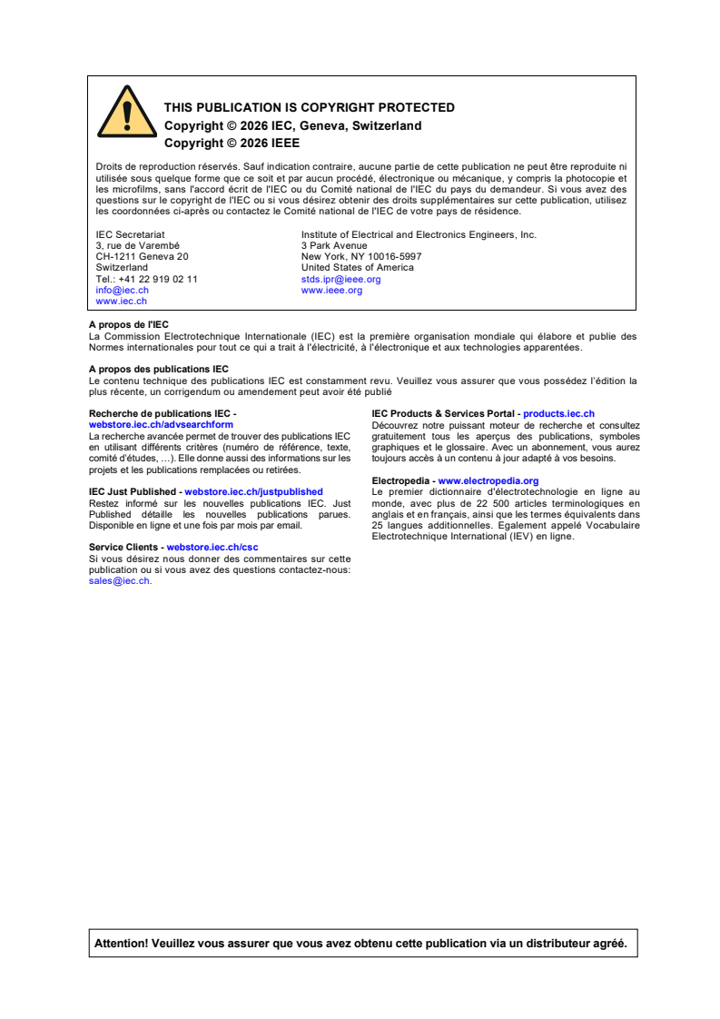 IEC/IEEE 62209-1528:2020/AMD1:2026 iecieee62209-1528-amd1{ed1.0}fr - Amendement 1 - Procédure de mesure pour l'évaluation du débit d'absorption spécifique de l'exposition humaine aux champs radiofréquence produits par les dispositifs de communications sans fil tenus à la main ou portés près du corps - Partie 1528: Modèles humains, instrumentation et procédures (plage de fréquences comprise entre 4 MHz et 10 GHz) - Page 2 preview