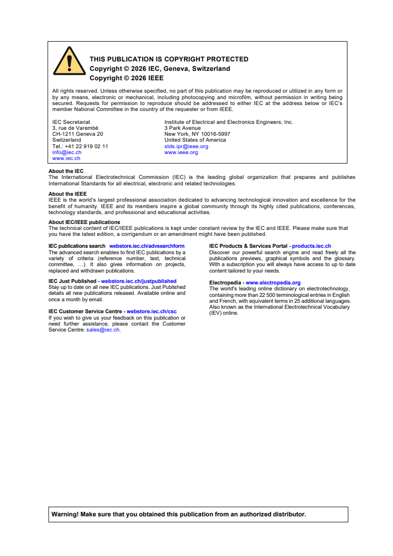 IEC/IEEE 62209-1528:2020 IEC/IEEE 62209-1528:2020+AMD1:2026 CSV - Measurement procedure for the assessment of specific absorption rate of human exposure to radio frequency fields from hand-held and body-mounted wireless communication devices - Part 1528: Human models, instrumentation and procedures (Frequency range of 4 MHz to 10 GHz) - Page 2 preview