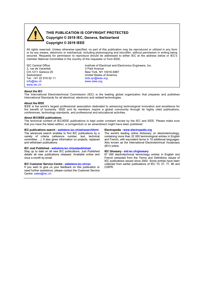 IEC/IEEE 62582-6:2019 IEC/IEEE 62582-6:2019 - Nuclear power plants - Instrumentation and control important to safety - Electrical equipment condition monitoring methods - Part 6: Insulation resistance
Released:10/21/2019 - Page 2 preview