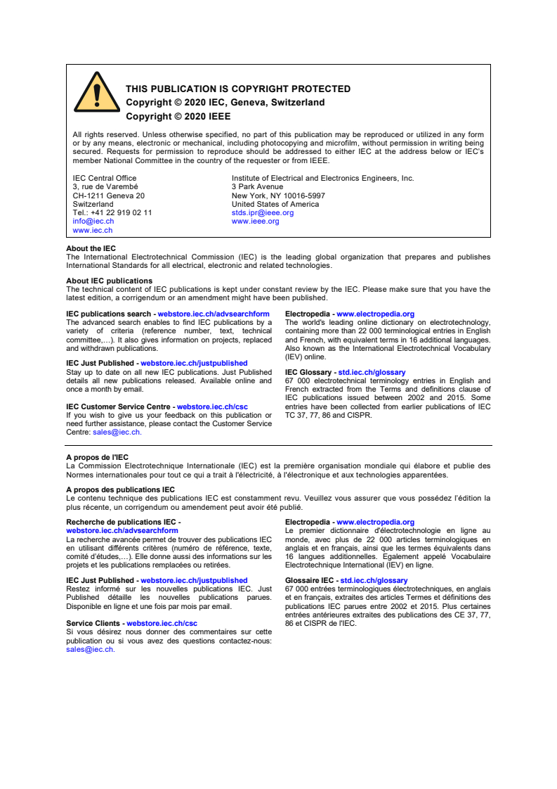 IEC/IEEE 62704-4:2020 IEC/IEEE 62704-4:2020 - Determining the peak spatial-average specific absorption rate (SAR) in the human body from wireless communication devices, 30 MHz to 6 GHz - Part 4: General requirements for using the finite element method for SAR calculations
Released:10/20/2020 - Page 2 preview