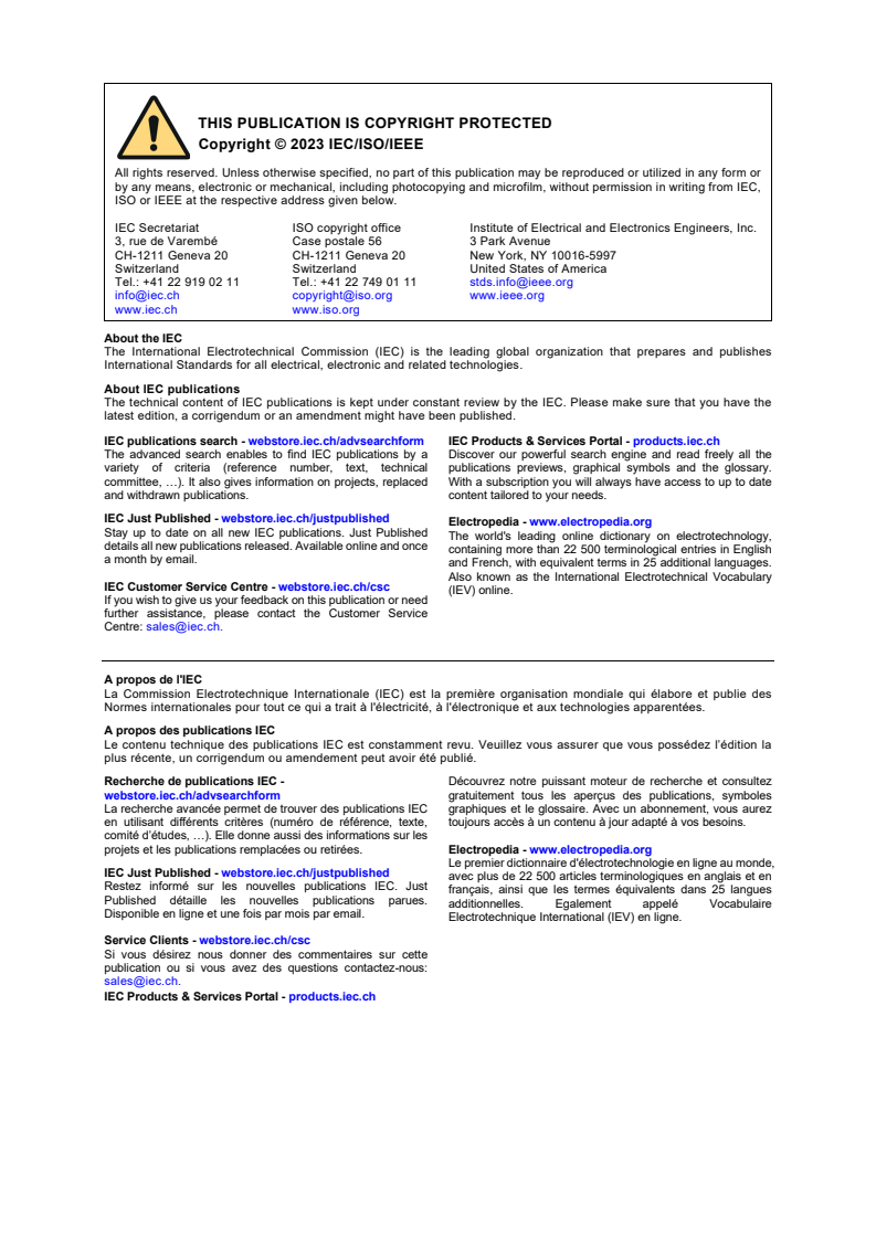 IEC/IEEE 80005-1:2019/AMD2:2023 IEC/IEEE 80005-1:2019/AMD2:2023 - Amendment 2 - Utility connections in port - Part 1: High voltage shore connection (HVSC) systems - General requirements/31/2023 - Page 2 preview