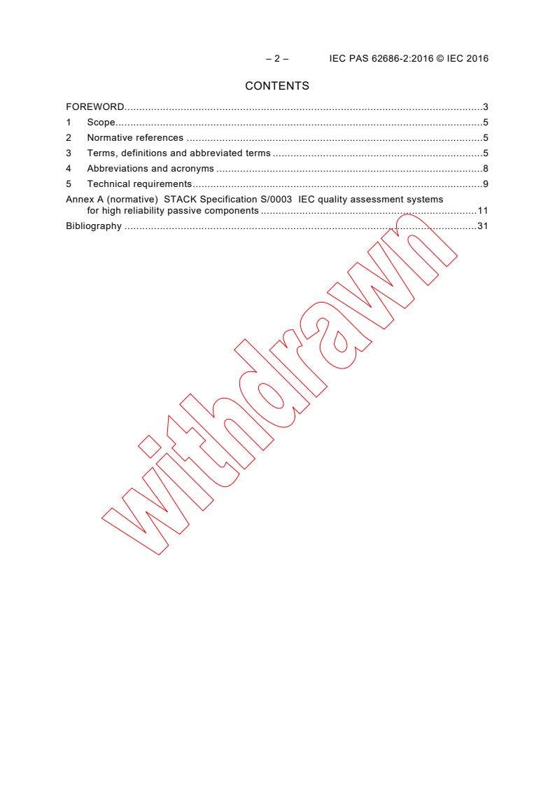 IEC PAS 62686-2:2016 IEC PAS 62686-2:2016 - Process management for avionics - Electronic components for aerospace, defence and high performance (ADHP) applications - Part 2: General requirements for passive components
Released:7/21/2016 - Page 4 preview