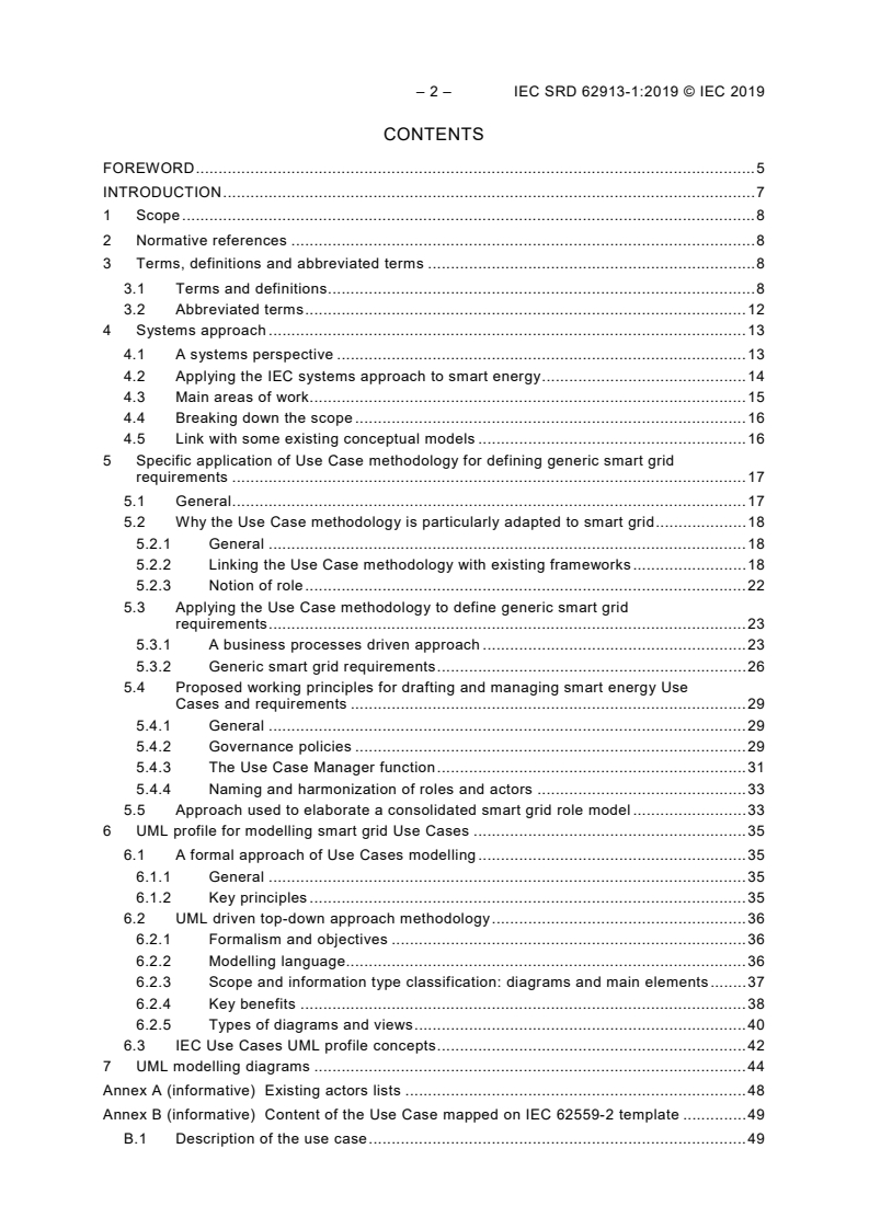 IEC SRD 62913-1:2019 IEC SRD 62913-1:2019 - Generic smart grid requirements - Part 1: Specific application of the Use Case methodology for defining generic smart grid requirements according to the IEC systems approach - Page 4 preview