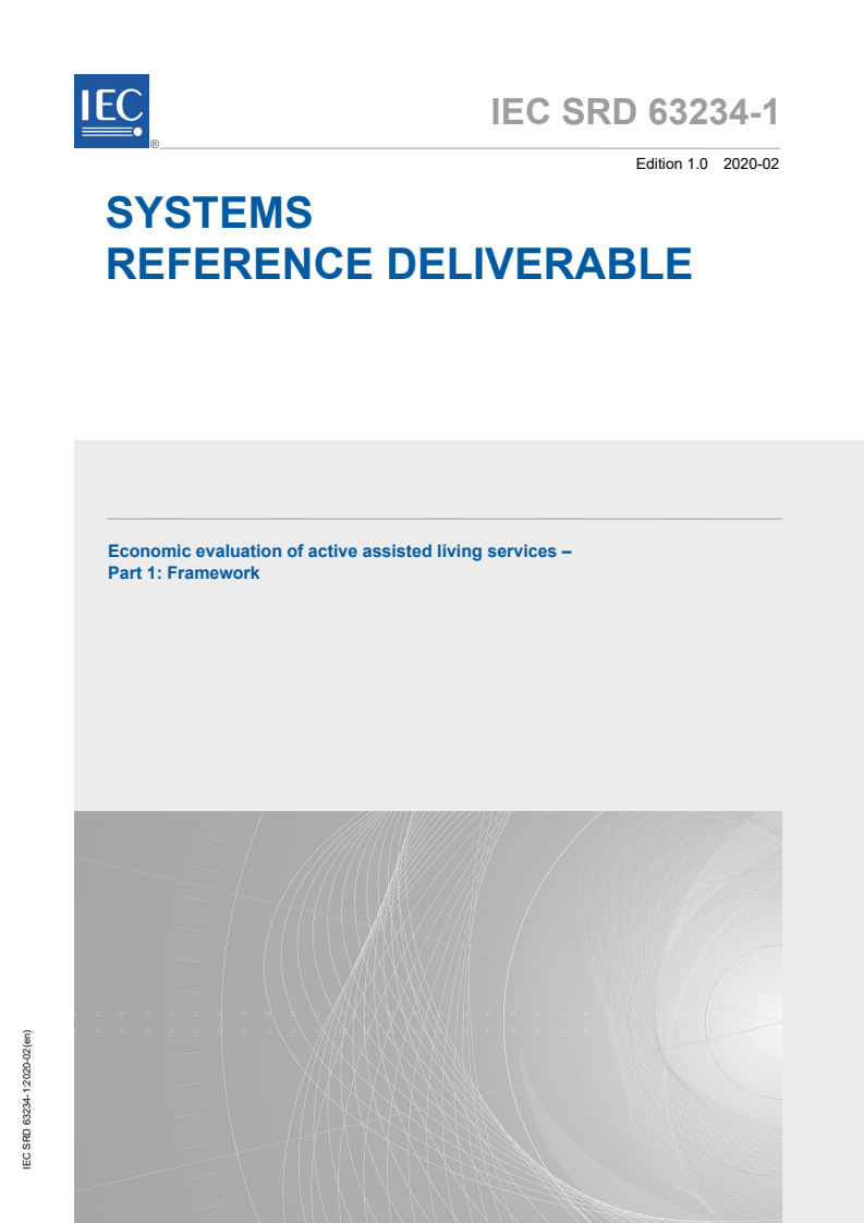 IEC SRD 63234-1:2020 IEC SRD 63234-1:2020 - Economic evaluation of active assisted living services - Part 1: Framework
Released:2/19/2020 - Page 1 preview
