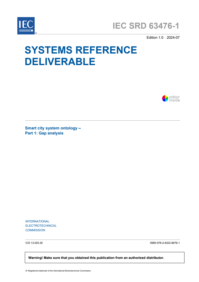 IEC SRD 63476-1:2024 IEC SRD 63476-1:2024 - Smart city system ontology - Part 1: Gap analysis - Page 3 preview