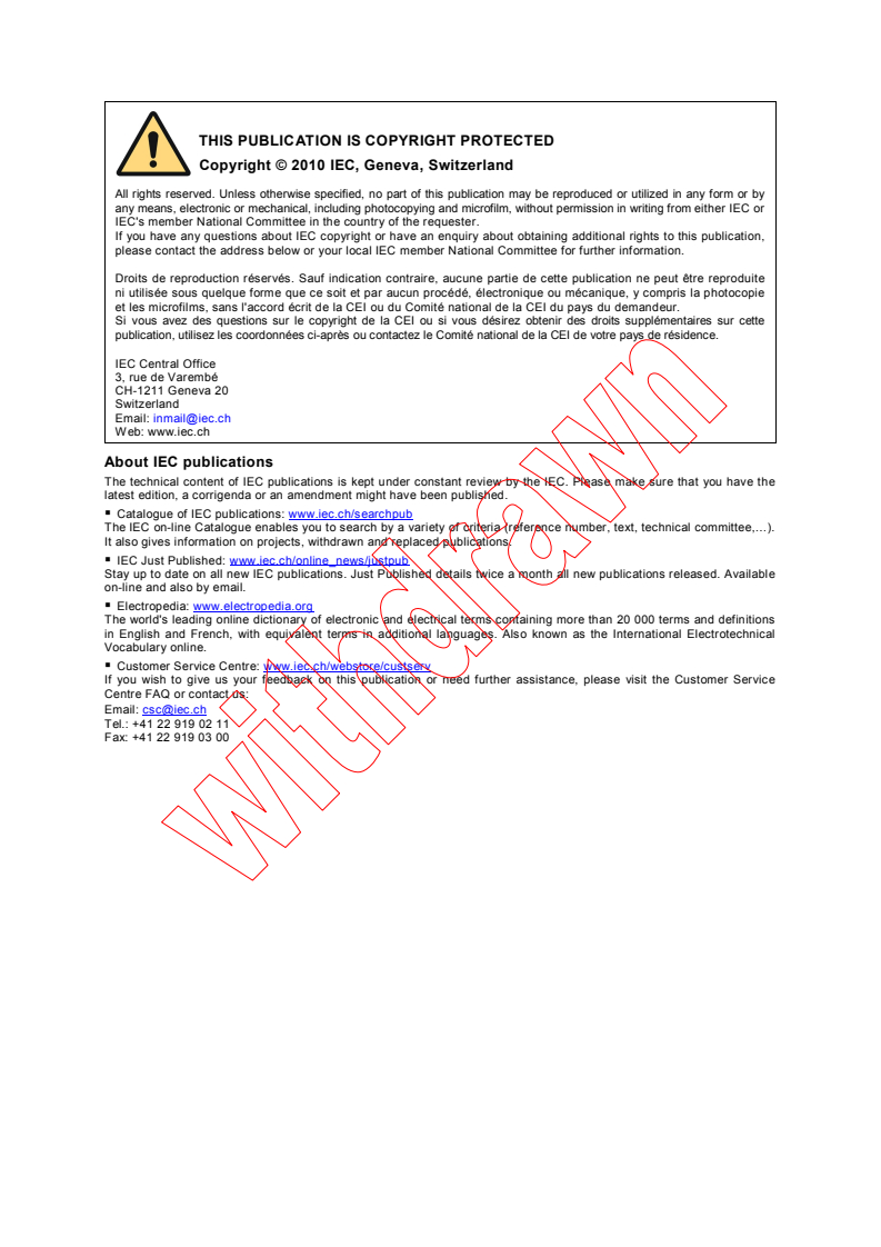 IEC TR 60825-17:2010 IEC TR 60825-17:2010 - Safety of laser products - Part 17: Safety aspects for use of passive optical components and optical cables in high power optical fibre communication systems - Page 2 preview