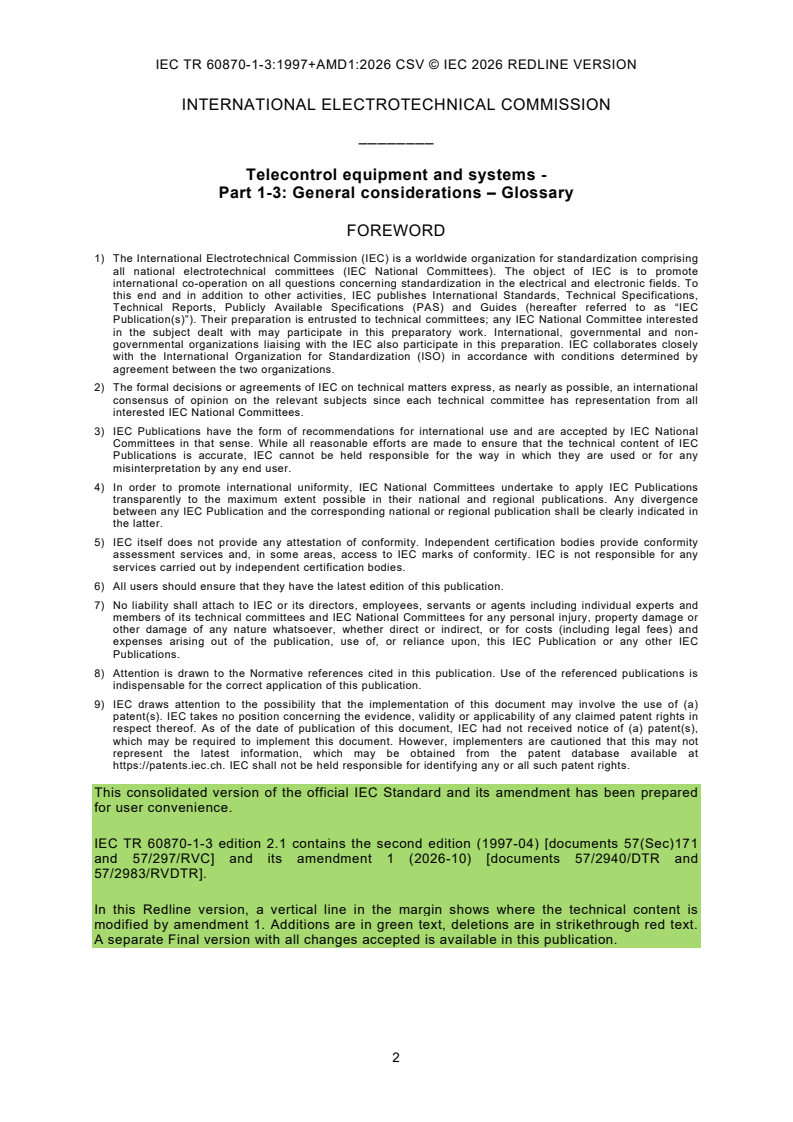 IEC TR 60870-1-3:1997 IEC TR 60870-1-3:1997+AMD1:2026 CSV - Telecontrol equipment and systems - Part 1-3: General considerations - Glossary - Page 4 preview