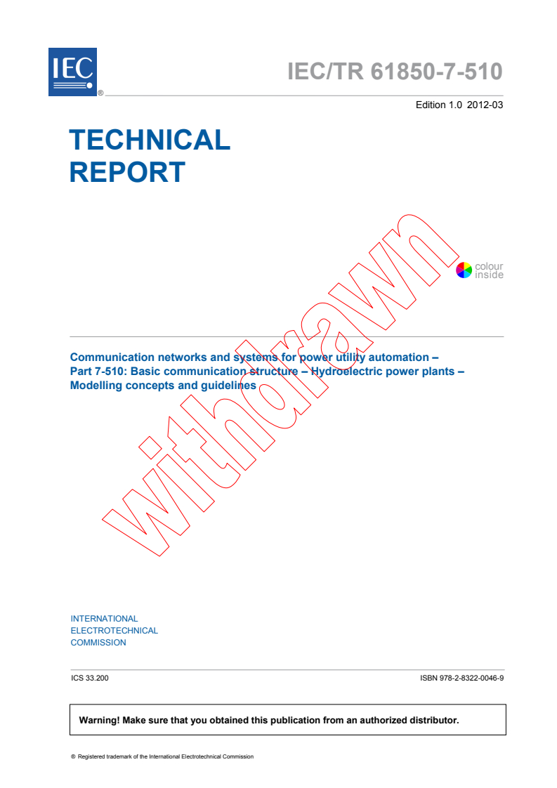 IEC TR 61850-7-510:2012 IEC TR 61850-7-510:2012 - Communication networks and systems for power utility automation - Part 7-510: Basic communication structure - Hydroelectric power plants - Modelling concepts and guidelines
Released:3/22/2012 - Page 3 preview