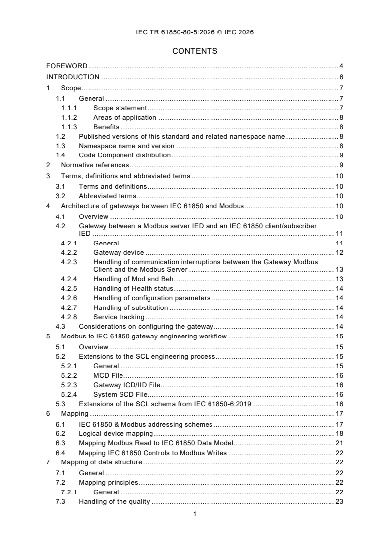 IEC TR 61850-80-5:2026 iectr61850-80-5{ed2.0}en - IEC TR 61850-80-5:2026 - Communication networks and systems for power utility automation - Part 80-5: Guideline for mapping information between IEC 61850 and IEC 61158-15 - Page 3 preview