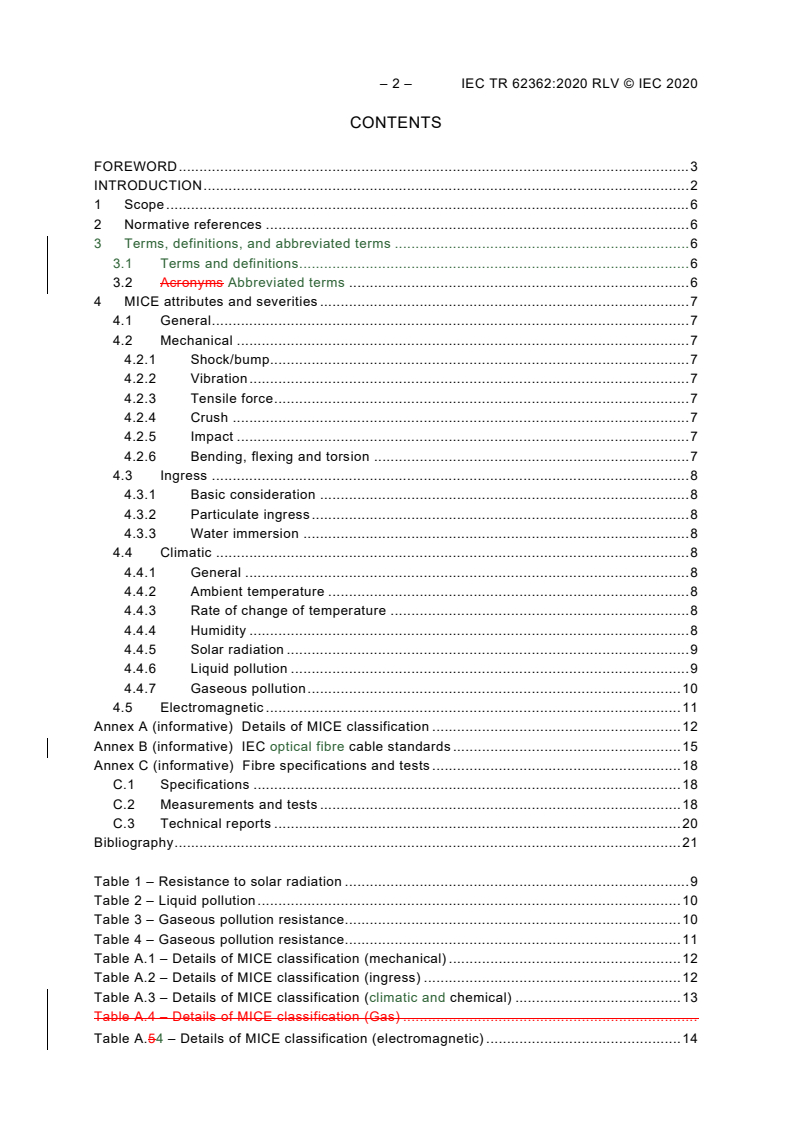 IEC TR 62362:2020 IEC TR 62362:2020 RLV - Selection of optical fibre cable specifications relative to mechanical, ingress, climatic or electromagnetic characteristics - Guidance
Released:9/14/2020 - Page 4 preview