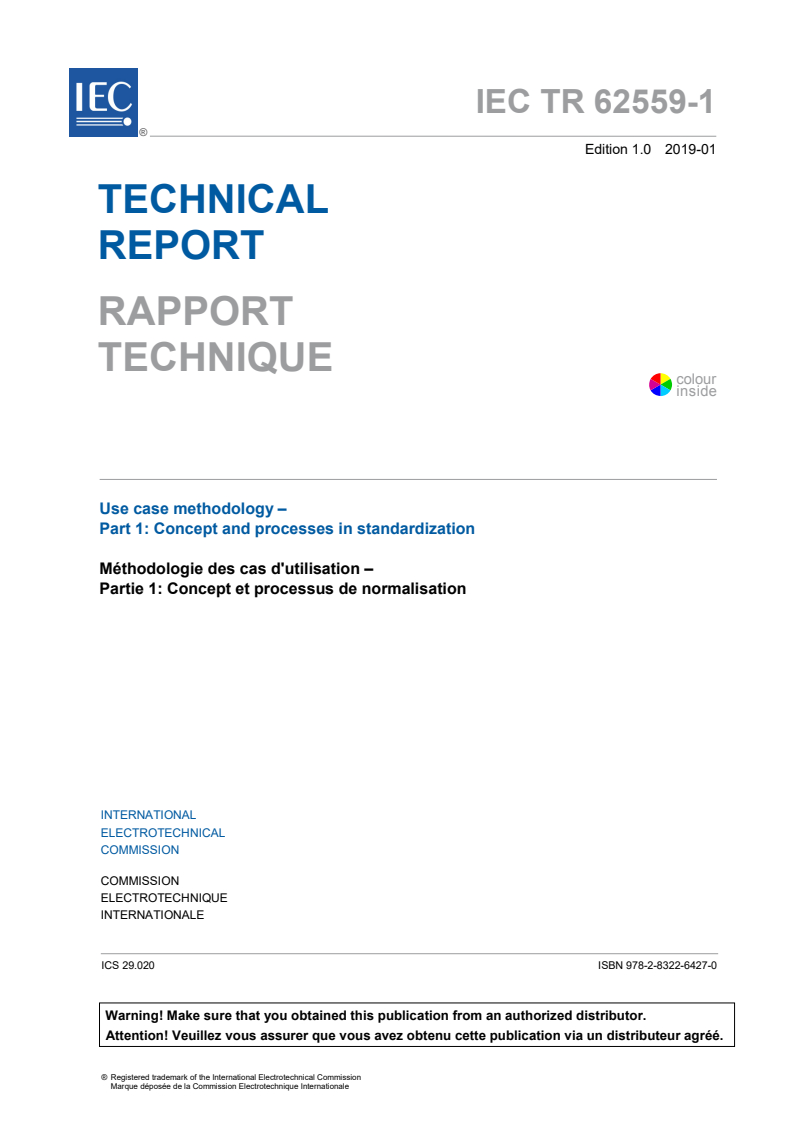 IEC TR 62559-1:2019 IEC TR 62559-1:2019 - Use case methodology - Part 1: Concept and processes in standardization
Released:1/29/2019 - Page 3 preview