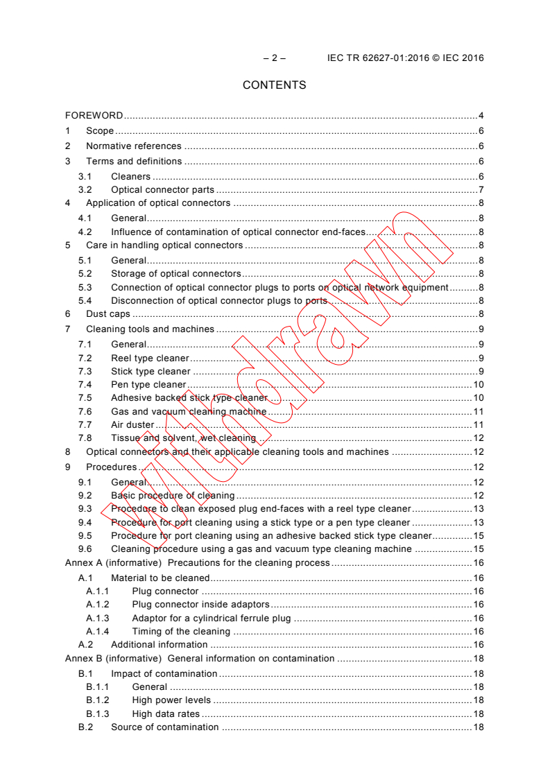 IEC TR 62627-01:2016 IEC TR 62627-01:2016 - Fibre optic interconnecting devices and passive components - Part 01: Fibre optic connector cleaning methods
Released:1/15/2016 - Page 4 preview
