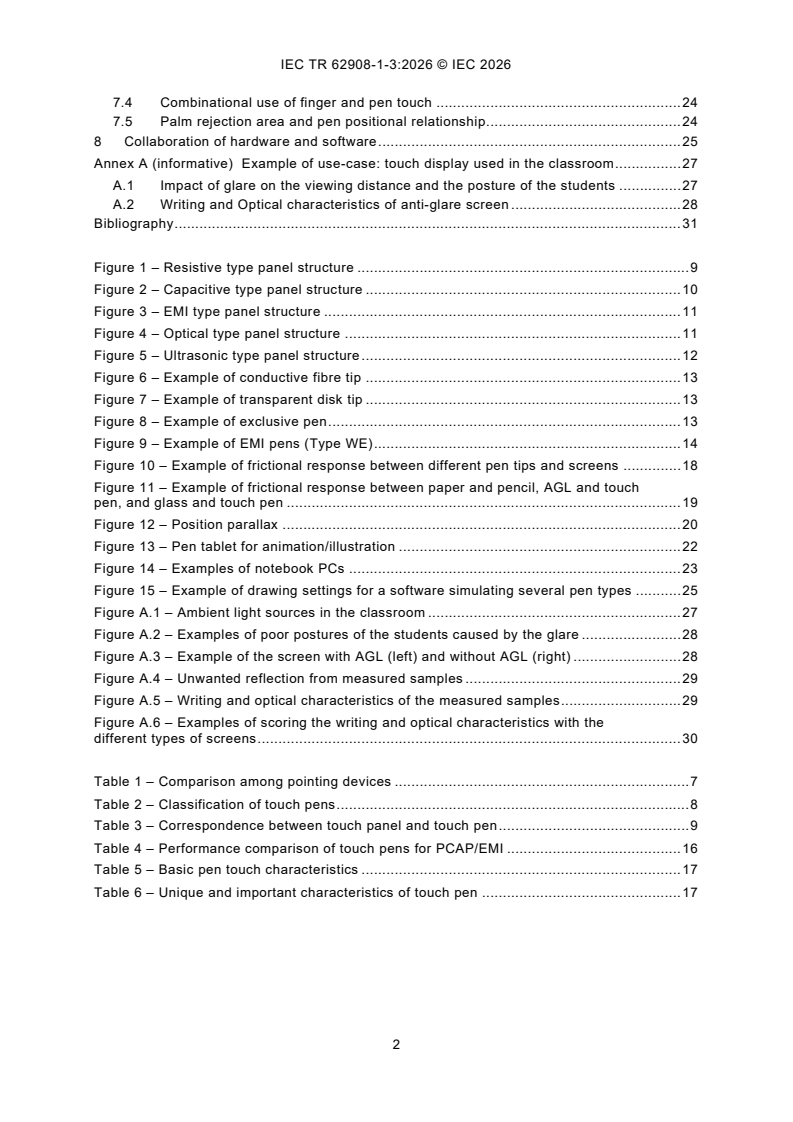 IEC TR 62908-1-3:2026 IEC TR 62908-1-3:2026 - Touch and interactive displays - Part 1-3: Generic - Overview of pen touch technology - Page 4 preview