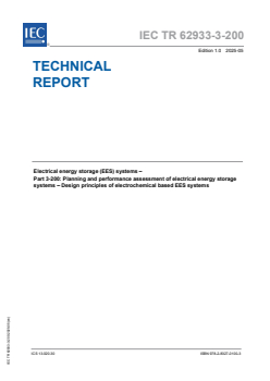 IEC TR 62933-3-200:2025 IEC TR 62933-3-200:2025 - Electrical energy storage (EES) systems – Part 3-200: Planning and performance assessment of electrical energy storage systems<em> – </em>Design principles of electrochemical based EES systems
Released:21. 05. 2025
Isbn:9782832701003 - Page 1 preview