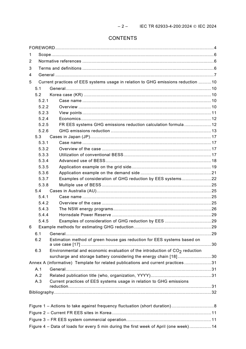 IEC TR 62933-4-200:2024 IEC TR 62933-4-200:2024 - Electrical Energy Storage (EES) Systems - Part 4-200: Guidance on environmental issues - Greenhouse gas (GHG) emissions assessment by electrical energy storage (EES) systems
Released:4/18/2024 - Page 4 preview