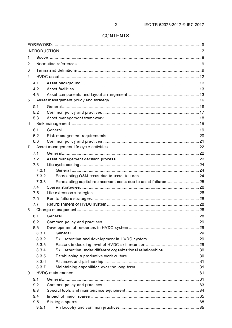 IEC TR 62978:2017 IEC TR 62978:2017 - HVDC installations - Guidelines on asset management
Released:9/28/2017 - Page 4 preview