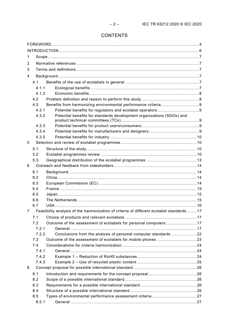 IEC TR 63212:2020 IEC TR 63212:2020 - Harmonization of environmental performance criteria for electrical and electronic products - Feasibility study
Released:5/7/2020 - Page 4 preview