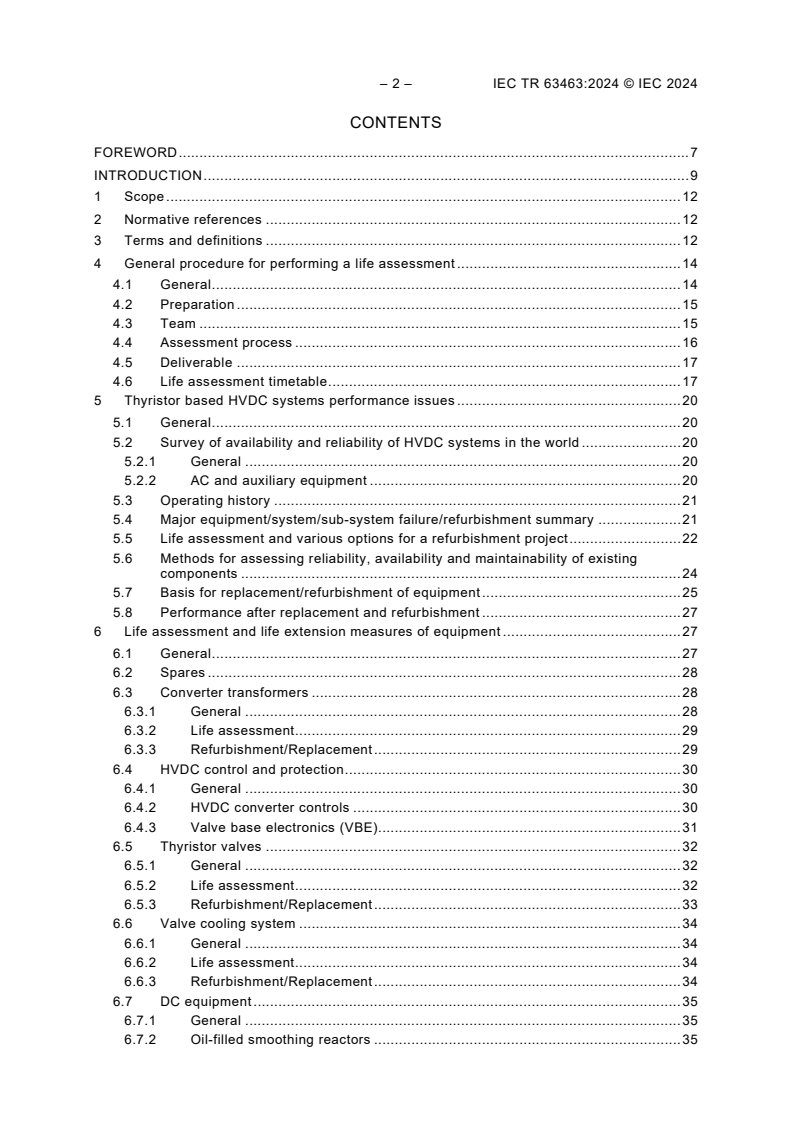 IEC TR 63463:2024 IEC TR 63463:2024 - Life extension guidelines for HVDC converter stations
Released:1/9/2024 - Page 4 preview