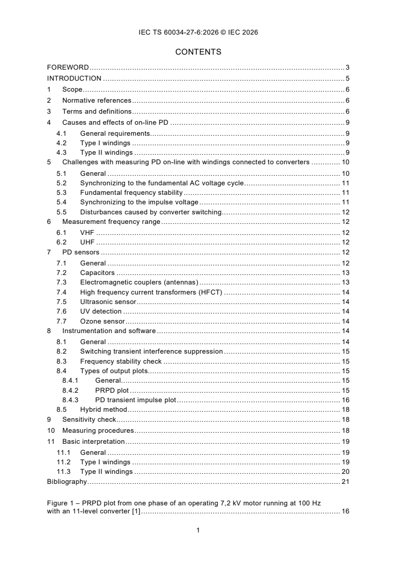 IEC TS 60034-27-6:2026 IEC TS 60034-27-6:2026 - Rotating electrical machines - Part 27-6: On-line partial discharge measurements of rotating machine windings supplied from a converter - Page 3 preview