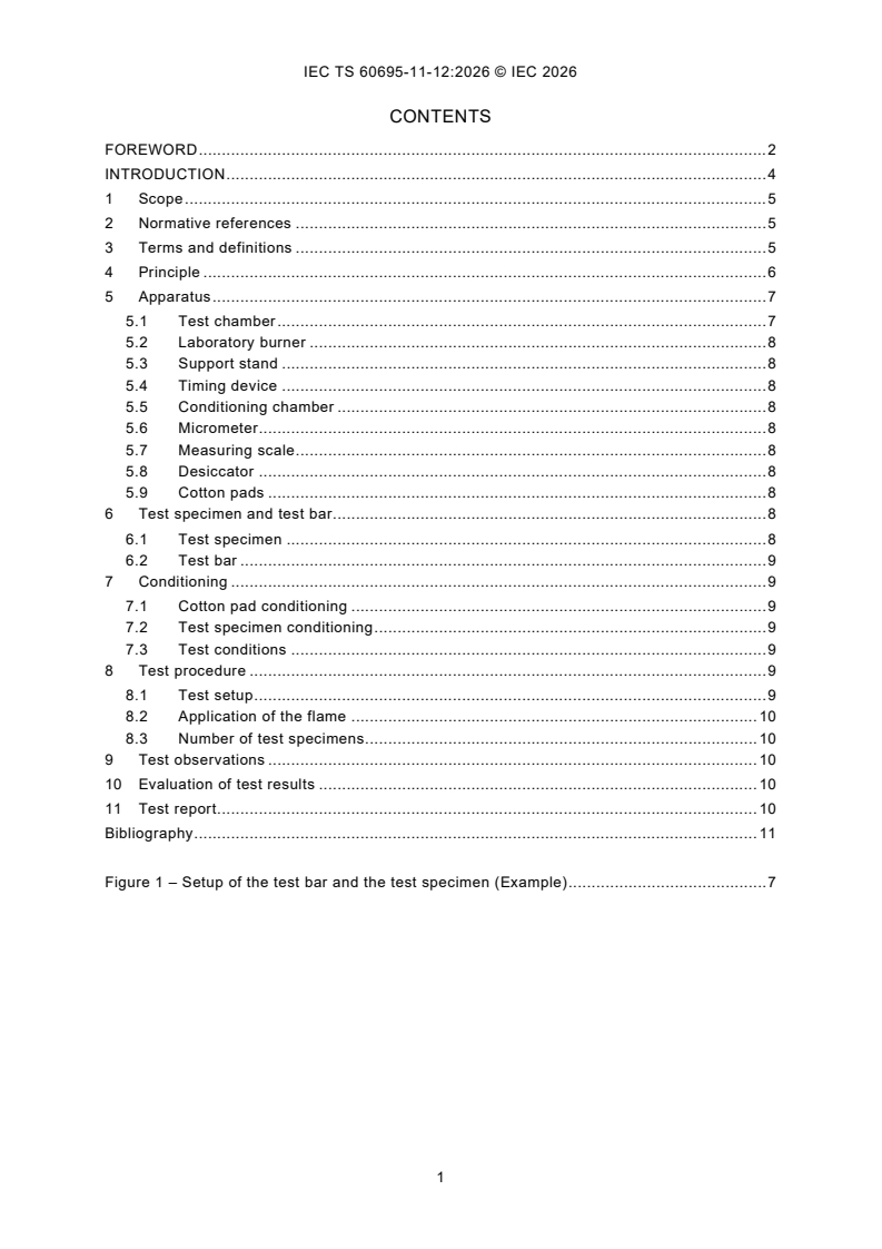 IEC TS 60695-11-12:2026 IEC TS 60695-11-12:2026 - Fire hazard testing - Part 11-12: Test flames - Burning droplets test for finished units - Page 3 preview
