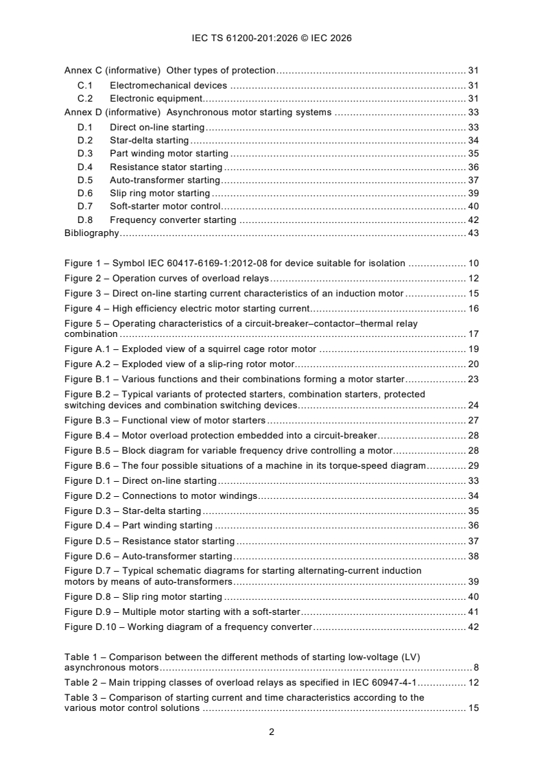 IEC TS 61200-201:2026 IEC TS 61200-201:2026 - Application guidance based on the IEC 60364 series - Part 201: Asynchronous motor starting and protection - Page 4 preview