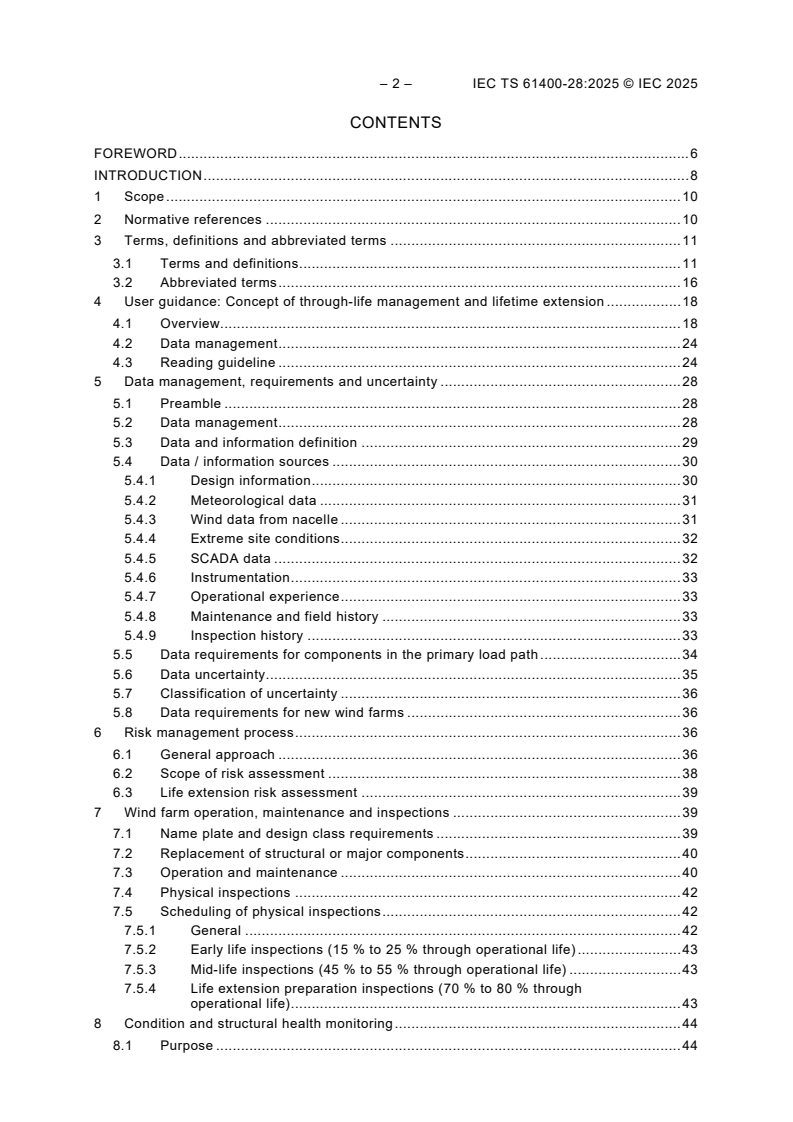 IEC TS 61400-28:2025 IEC TS 61400-28:2025 - Wind energy generation systems - Part 28: Through-life management and life extension of wind power assets
Released:20. 03. 2025
Isbn:9782832702956 - Page 4 preview